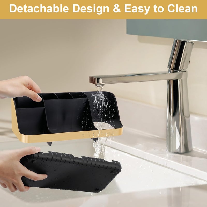 GFWARE Gold Toothbrush Holders for Bathrooms Countertop Organizer - Detachable 7 Slots Electric Toothbrush and Toothpaste Holder, Kids Organization and Storage, Restroom Accessories Vanity Stuff - Image 3